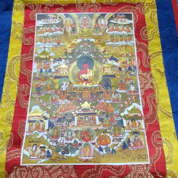 Tranh Thangka Cõi Cực Lạc_35x20cm